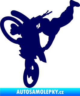 Samolepka Motorka 032 levá motokros freestyle tmavě modrá