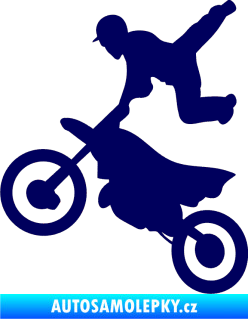Samolepka Motorka 036 levá  motokros freestyle tmavě modrá