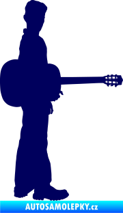 Samolepka Music 003 pravá hráč na kytaru tmavě modrá