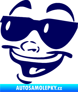 Samolepka Obličej 005 levá veselý s brýlemi tmavě modrá