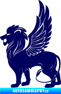Samolepka Okřídlený lev 001 levá mytické zvíře tmavě modrá