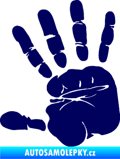 Samolepka Otisk ruky levá tmavě modrá