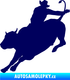 Samolepka Rodeo 001 levá  kovboj s býkem tmavě modrá