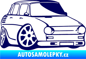 Samolepka Škoda 100 karikatura pravá tmavě modrá