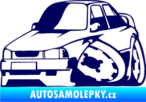 Samolepka Škoda 130 karikatura levá tmavě modrá