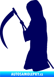 Samolepka Smrtka silueta s kosou levá tmavě modrá