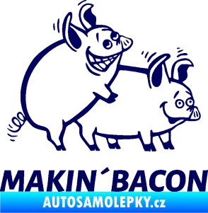 Samolepka Veselá prasátka makin bacon pravá tmavě modrá