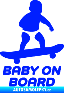 Samolepka Baby on board 008 pravá skateboard modrá dynamic