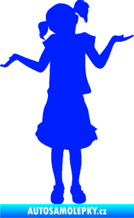 Samolepka Děti silueta 001 levá holčička krčí rameny modrá dynamic