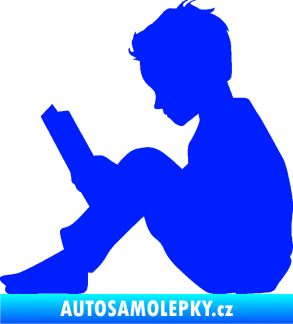 Samolepka Děti silueta 002 levá chlapec s knížkou modrá dynamic