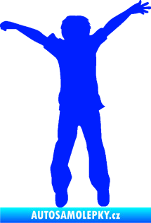 Samolepka Děti silueta 008 pravá kluk skáče modrá dynamic