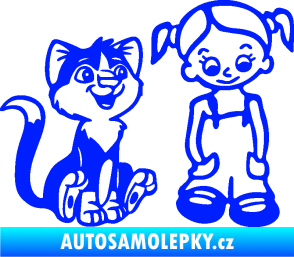 Samolepka Dítě v autě 098 pravá holčička a kočka modrá dynamic