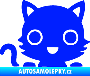 Samolepka Kočka 014 levá kočka v autě modrá dynamic