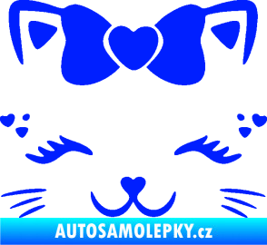 Samolepka Kočka 039 s mašličkou modrá dynamic