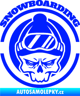 Samolepka Lebka snowboarding modrá dynamic