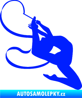 Samolepka Moderní gymnastika 001 pravá gymnastka se stuhou modrá dynamic
