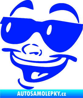 Samolepka Obličej 005 levá veselý s brýlemi modrá dynamic