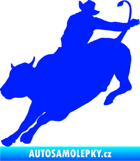 Samolepka Rodeo 001 levá  kovboj s býkem modrá dynamic