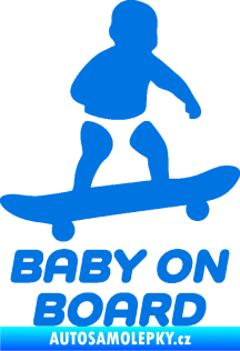 Samolepka Baby on board 008 pravá skateboard modrá oceán