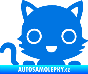Samolepka Kočka 014 levá kočka v autě modrá oceán
