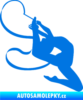 Samolepka Moderní gymnastika 001 pravá gymnastka se stuhou modrá oceán