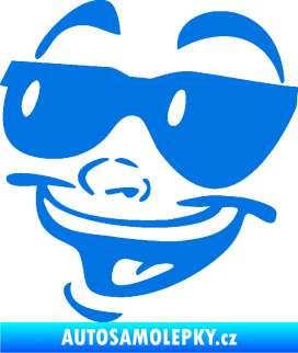 Samolepka Obličej 005 levá veselý s brýlemi modrá oceán