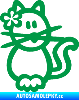 Samolepka Cartoon family kočička Hawaii zelená