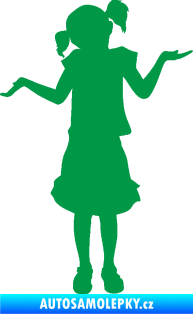 Samolepka Děti silueta 001 levá holčička krčí rameny zelená