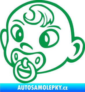 Samolepka Dítě v autě 004 levá miminko s dudlíkem hlavička zelená