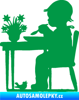 Samolepka Interiér 001 pravá dítě u stolečku zelená
