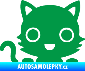 Samolepka Kočka 014 levá kočka v autě zelená