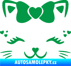 Samolepka Kočka 039 s mašličkou zelená