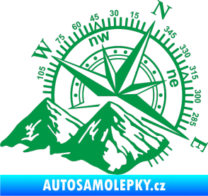 Samolepka Kompas 002 pravá hory zelená