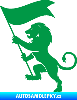 Samolepka Lev heraldika 005 levá s praporem zelená