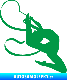 Samolepka Moderní gymnastika 001 pravá gymnastka se stuhou zelená