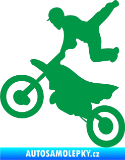 Samolepka Motorka 036 levá  motokros freestyle zelená