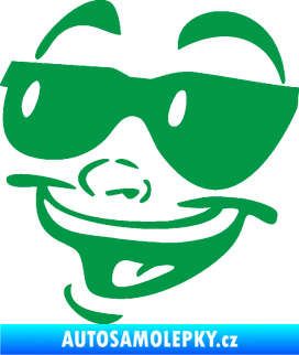 Samolepka Obličej 005 levá veselý s brýlemi zelená