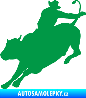 Samolepka Rodeo 001 levá  kovboj s býkem zelená