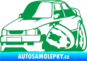 Samolepka Škoda 130 karikatura levá zelená