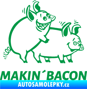 Samolepka Veselá prasátka makin bacon pravá zelená