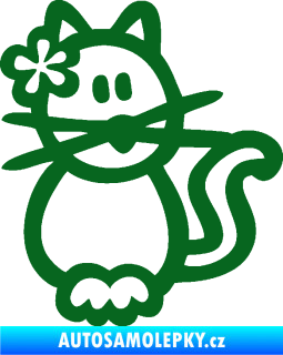 Samolepka Cartoon family kočička Hawaii tmavě zelená
