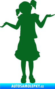 Samolepka Děti silueta 001 levá holčička krčí rameny tmavě zelená