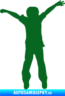 Samolepka Děti silueta 008 pravá kluk skáče tmavě zelená