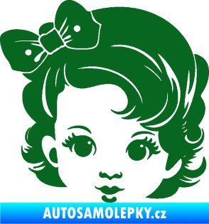 Samolepka Dítě v autě 110 levá holčička s mašlí tmavě zelená