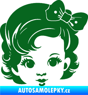 Samolepka Dítě v autě 110 pravá holčička s mašlí tmavě zelená
