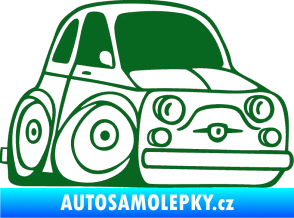 Samolepka Fiat 500 karikatura pravá tmavě zelená
