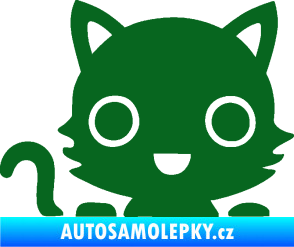 Samolepka Kočka 014 levá kočka v autě tmavě zelená