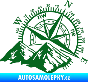 Samolepka Kompas 002 pravá hory tmavě zelená