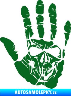 Samolepka Lebka 032 levá otisk dlaně tmavě zelená
