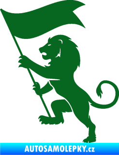 Samolepka Lev heraldika 005 levá s praporem tmavě zelená